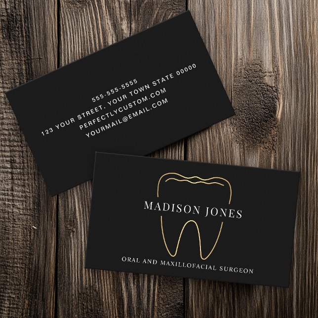 Minimal Classy Black och Guld Dentist logotyp Mode Visitkort (Skapare uppladdad)