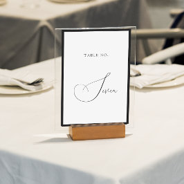 Minimal Classy Black & White Border Script Wedding Bordsnummer