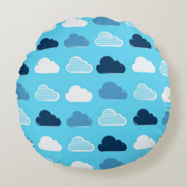 Minimal Clouds Pattern – Blue Sky Vibes Rund Kudde