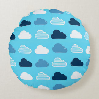 Minimal Clouds Pattern – Blue Sky Vibes Rund Kudde
