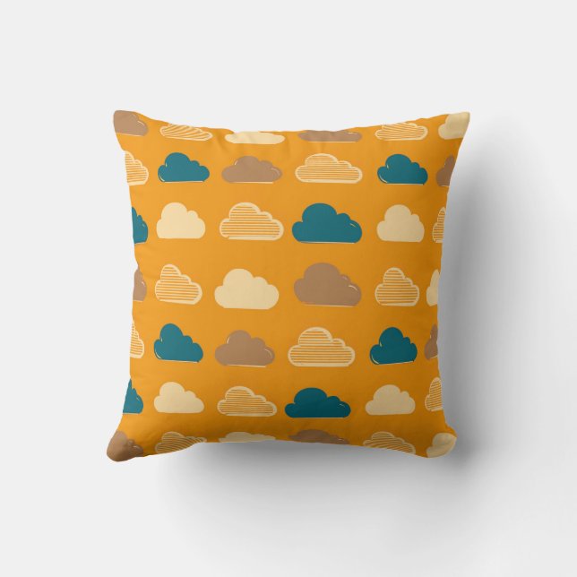 Minimal Clouds Pattern – Orange Sky Vibes Kudde (Baksida)