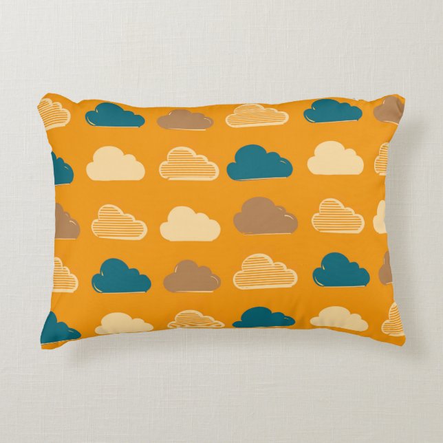 Minimal Clouds Pattern – Orange Sky Vibes Prydnadskudde (Framsidan)