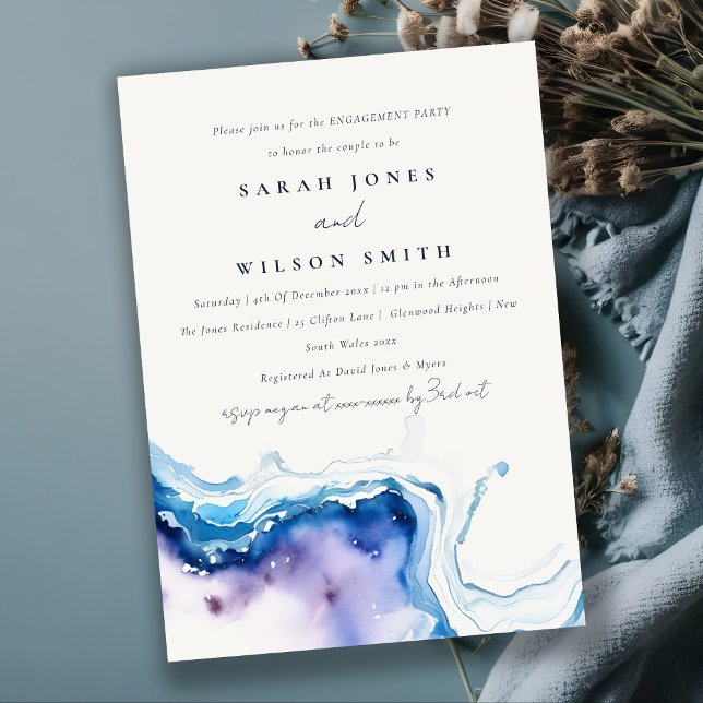 Minimal Coastal Sea Beach Watercolor Engagement Inbjudningar (Skapare uppladdad)