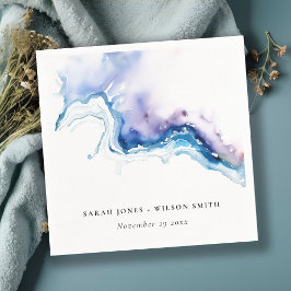 Minimal Coastal Sea Beach Watercolor Wedding Pappersservett
