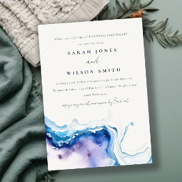 Minimal Coastal Sea Beach Wedding Anniversary Inbjudningar