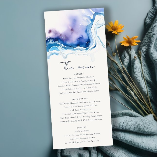Minimal Coastal Sea Beach Wedding Menu Card Inbjudningar (Skapare uppladdad)