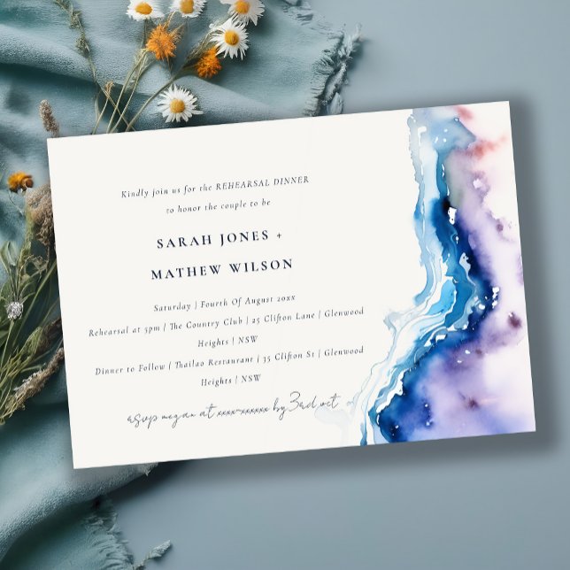 Minimal Coastal Sea Beach Wedding Rehearsal Dinner Inbjudningar (Skapare uppladdad)