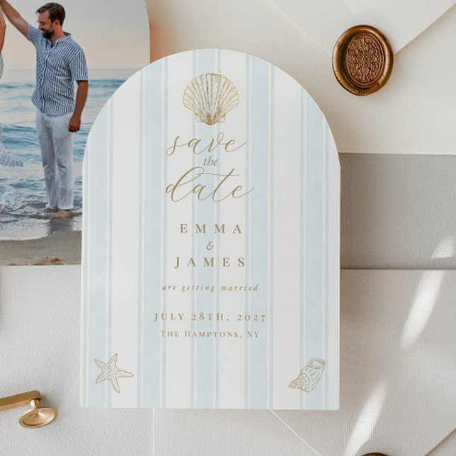 Minimal Coastal Seashell Wedding Save the Date Inbjudningar (Skapare uppladdad)