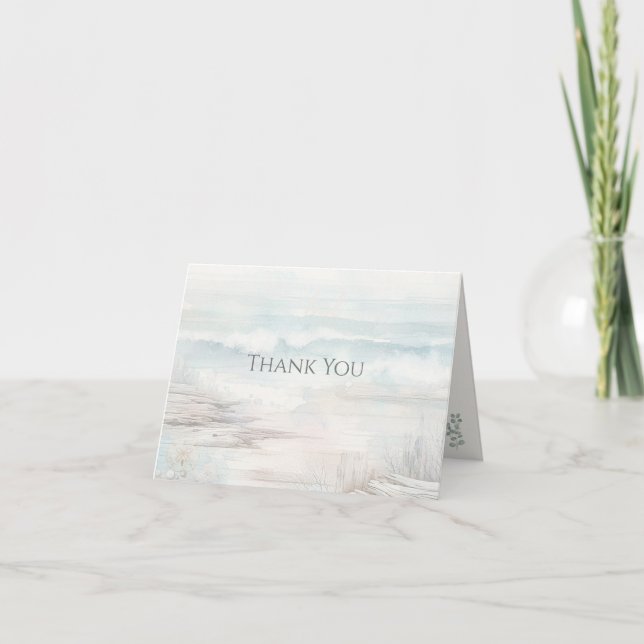 Minimal Coastal Watercolor  Tack Kort (Framsida)