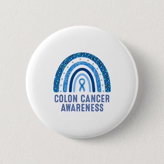 Minimal Colon Cancer Awareness Blue Ribbon Knapp (Framsida)