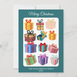 Minimal Colorful Gifts Holiday Card Julkort