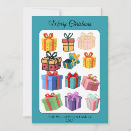 Minimal Colorful Gifts Holiday Card Julkort