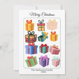 Minimal Colorful Gifts Holiday Card Julkort
