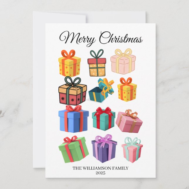Minimal Colorful Gifts Holiday Card Julkort (Framsida)