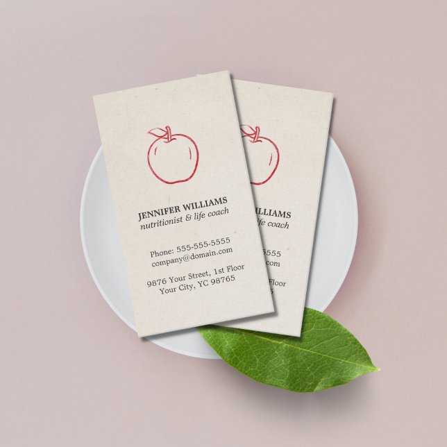 Minimal Coola för rödäpple-Elegant Visitkort (Skapare uppladdad)