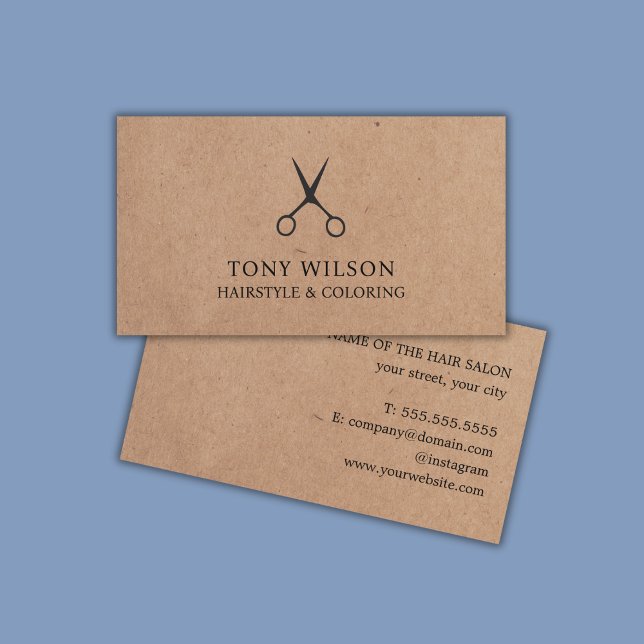 Minimal Coola Kraft Black Scissors Hair Stylist Visitkort (Skapare uppladdad)