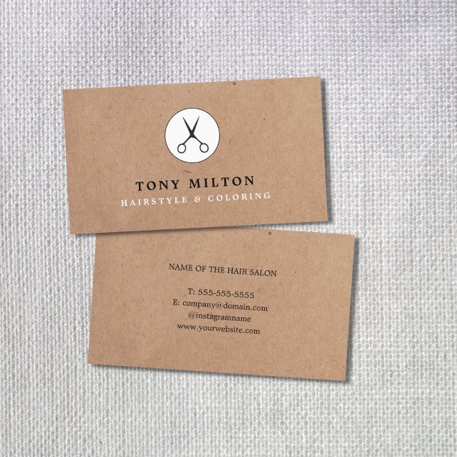 Minimal Coola Kraft Black Scissors Hair Stylist Visitkort (Skapare uppladdad)