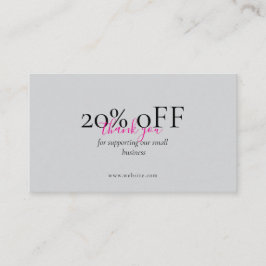 Minimal Coral Pink QR Discount Business Card Visitkort