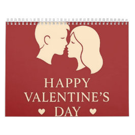 Minimal Couple Silhouette Romantic Valentines 2026 Kalender