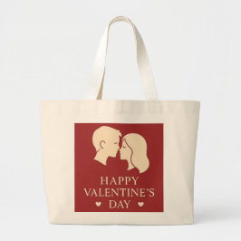 Minimal Couple Silhouette Romantic Valentines Day  Jumbo Tygkasse