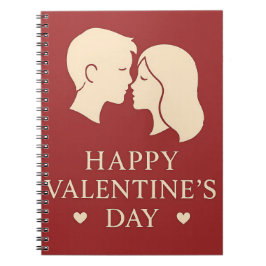 Minimal Couple Silhouette Valentines Cute Daily Anteckningsbok