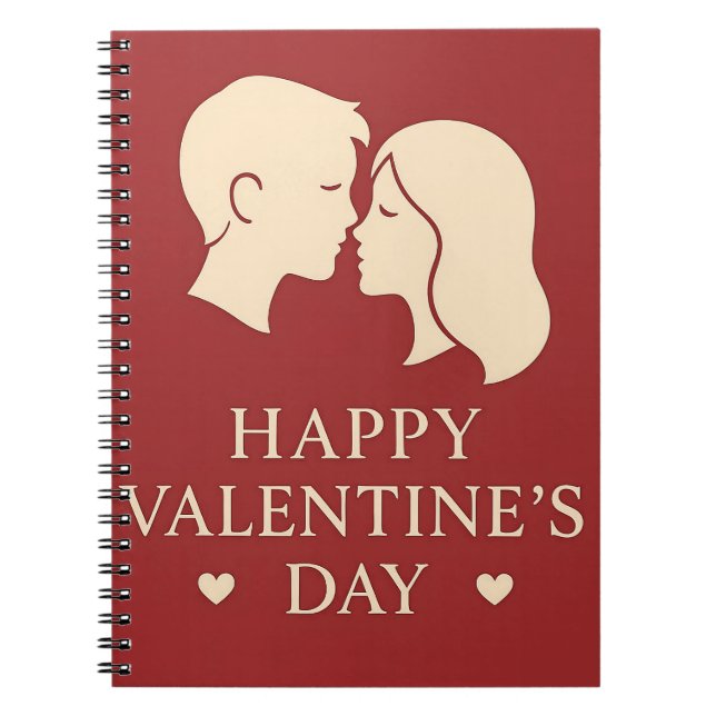 Minimal Couple Silhouette Valentines Cute Daily Anteckningsbok (Framsidan)