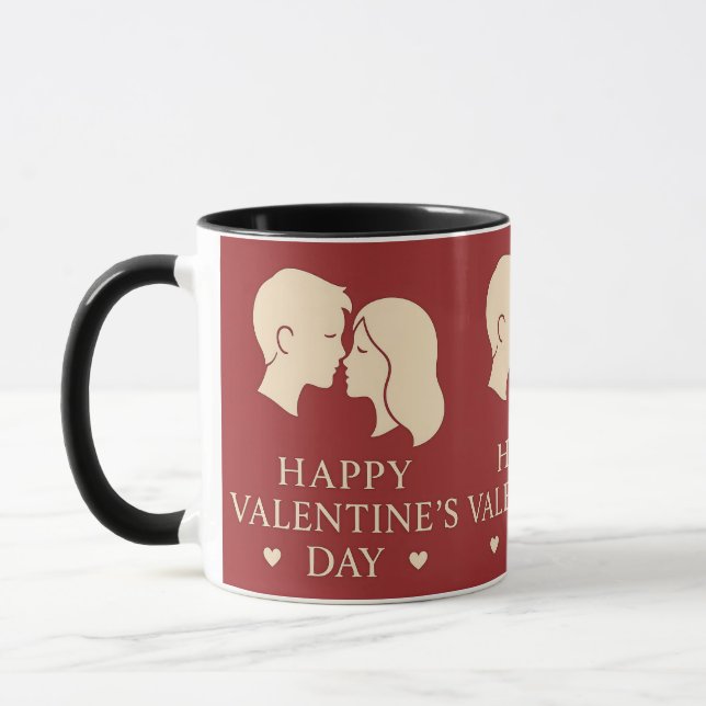 Minimal Couple Silhouette Valentines Romantic Mugg (Vänster)