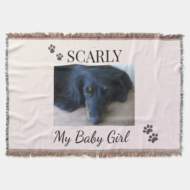 Minimal Cream Blush Pet Photo  Filt (Framsidan)