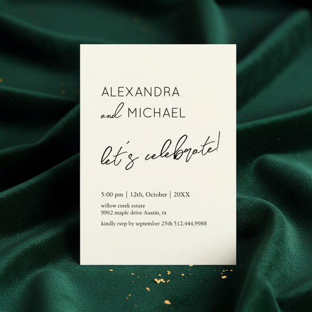 Minimal Cream Elegant Engagement Typography Inbjudningar (A refined minimalist engagement invitation design featuring elegant typography)
