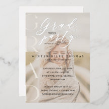 Minimal Cream Photo Grad Party Modern Calligraphy