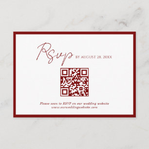 Minimal Crimson Red Gräns QR Code Bröllop OSA Tilläggskort