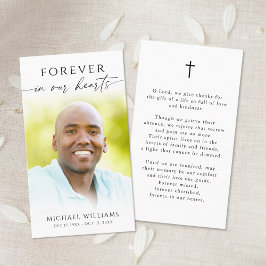 Minimal Cross Photo  Funeral Memorial Prayer Card Visitkort