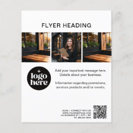 Minimal Custom Photo Logo QR Code Restaurant Flygblad