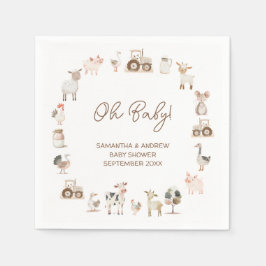 Minimal Cute Boskap Barnyard Baby Shower Pappersservett