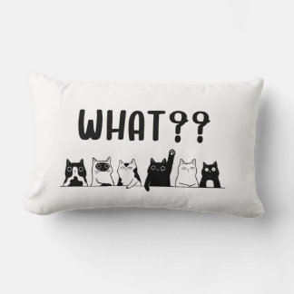 Minimal Cute Cats Pillow Black and White Lumbarkudde