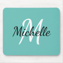 Minimal Cute Light Blue Monogram Initial + Namn