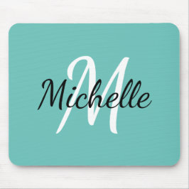 Minimal Cute Light Blue Monogram Initial + Namn Musmatta