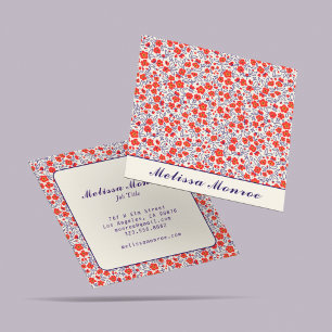 Minimal Cute Little Red Flowers Typography Fyrkantigt Visitkort