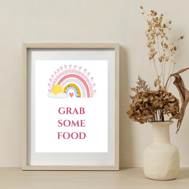 Minimal Cute Rainbow Sol babydusch Ta lite mat Poster (Skapare uppladdad)