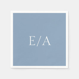 Minimal dammblå monogram enkel Elegant bröllop Pappersservett