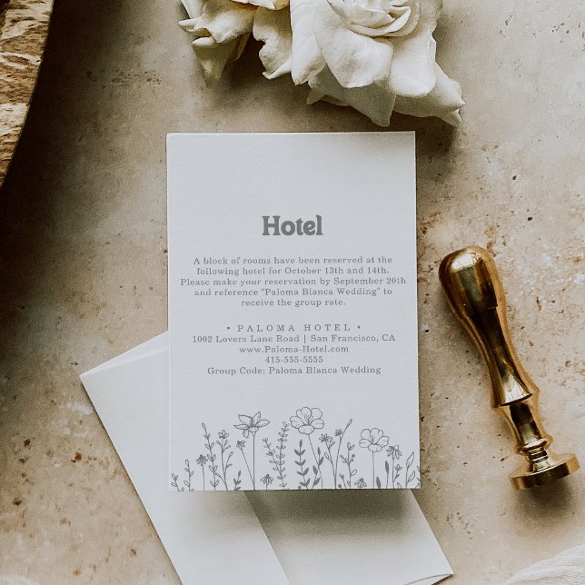 Minimal dämpad grå vildblomma hotell tilläggskort (Skapare uppladdad)
