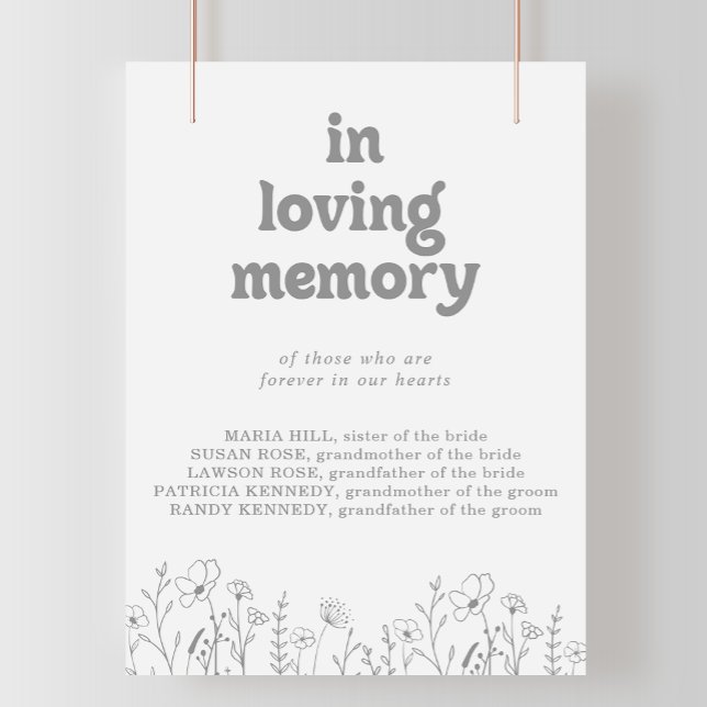 Minimal dämpad grå vildblomma i kärleksfullt minne poster (Skapare uppladdad)