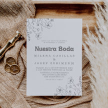 Minimal dämpad grå vildblomma Nuestra Boda bröllop