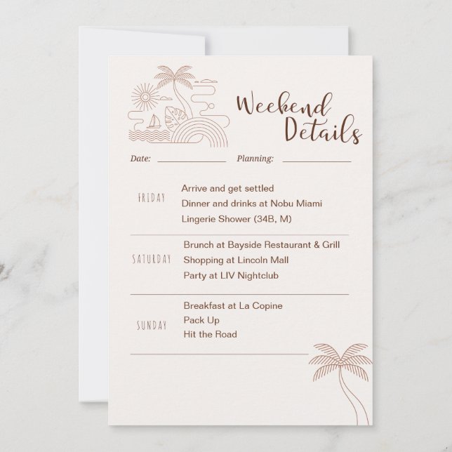 Minimal dandakarnevaljprogram för möhippa  inbjudningar (Baksida)