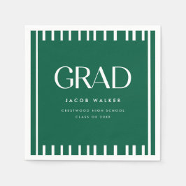 Minimal Dark Green Bold Custom Graduation Party Pappersservett