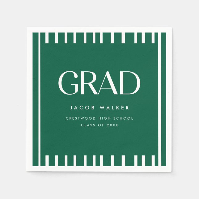 Minimal Dark Green Bold Custom Graduation Party Pappersservett (Framsidan)