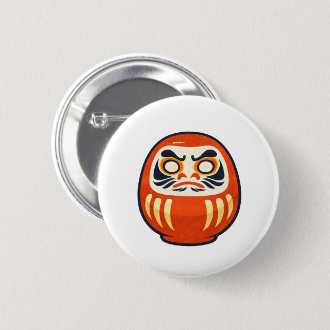 Minimal Daruma – Japanese Folk Art Pin Button Knapp (Framsida & baksida)