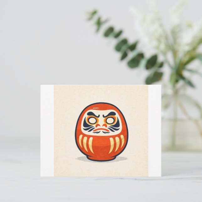 Minimal Daruma – Japanese Folk Art Postcard Vykort (Stående Fram)