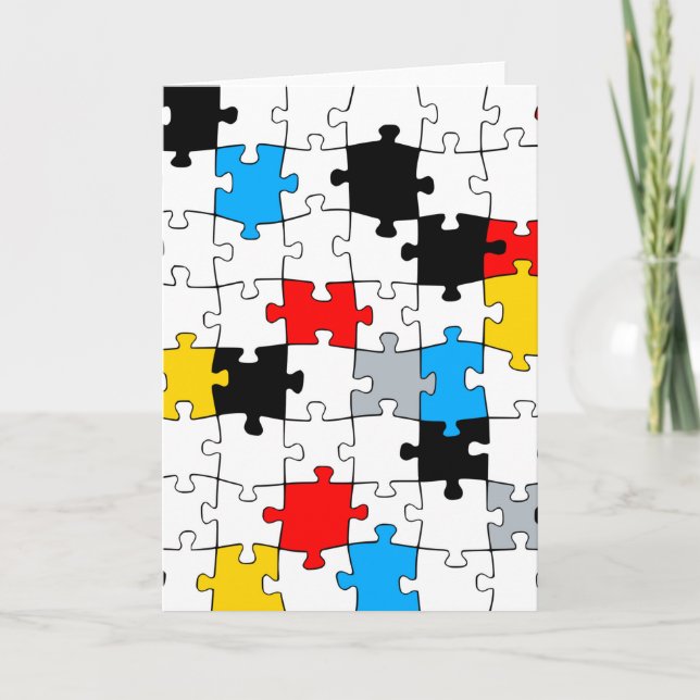 Minimal De Stijl Jigszle Puzzle Färg-sammansättnin Kort (Framsida)