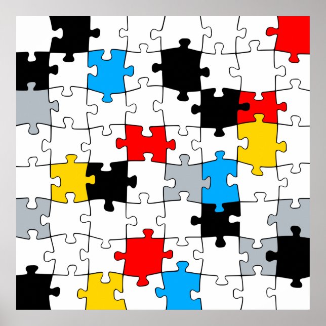 Minimal De Stijl Jigszle Puzzle Färg-sammansättnin Poster (Framsidan)